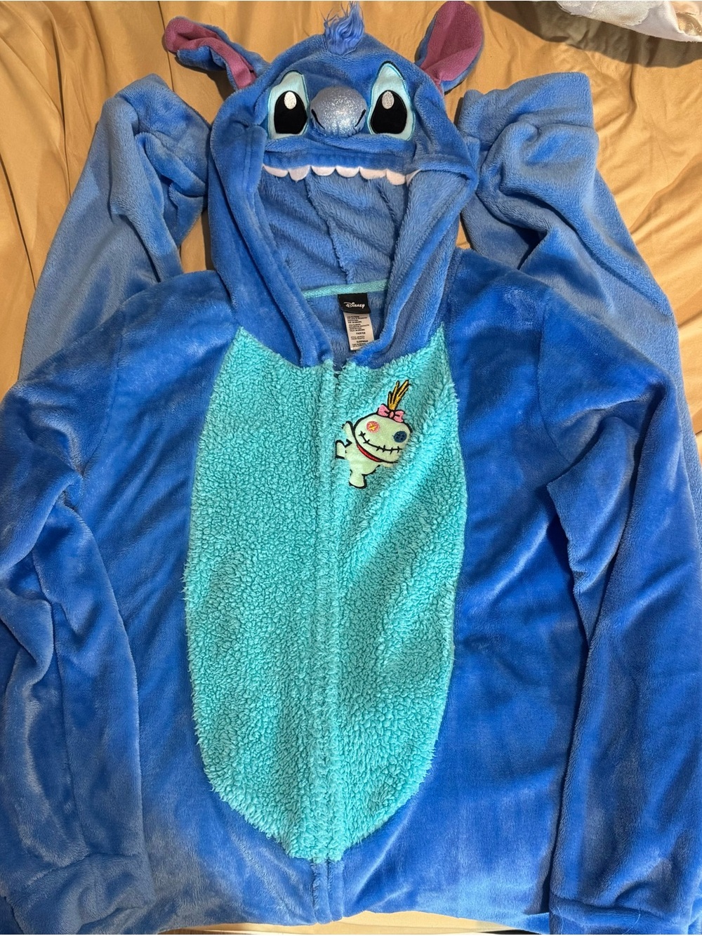 Disney Stitch Faux Fur Hooded Onesie Pajamas